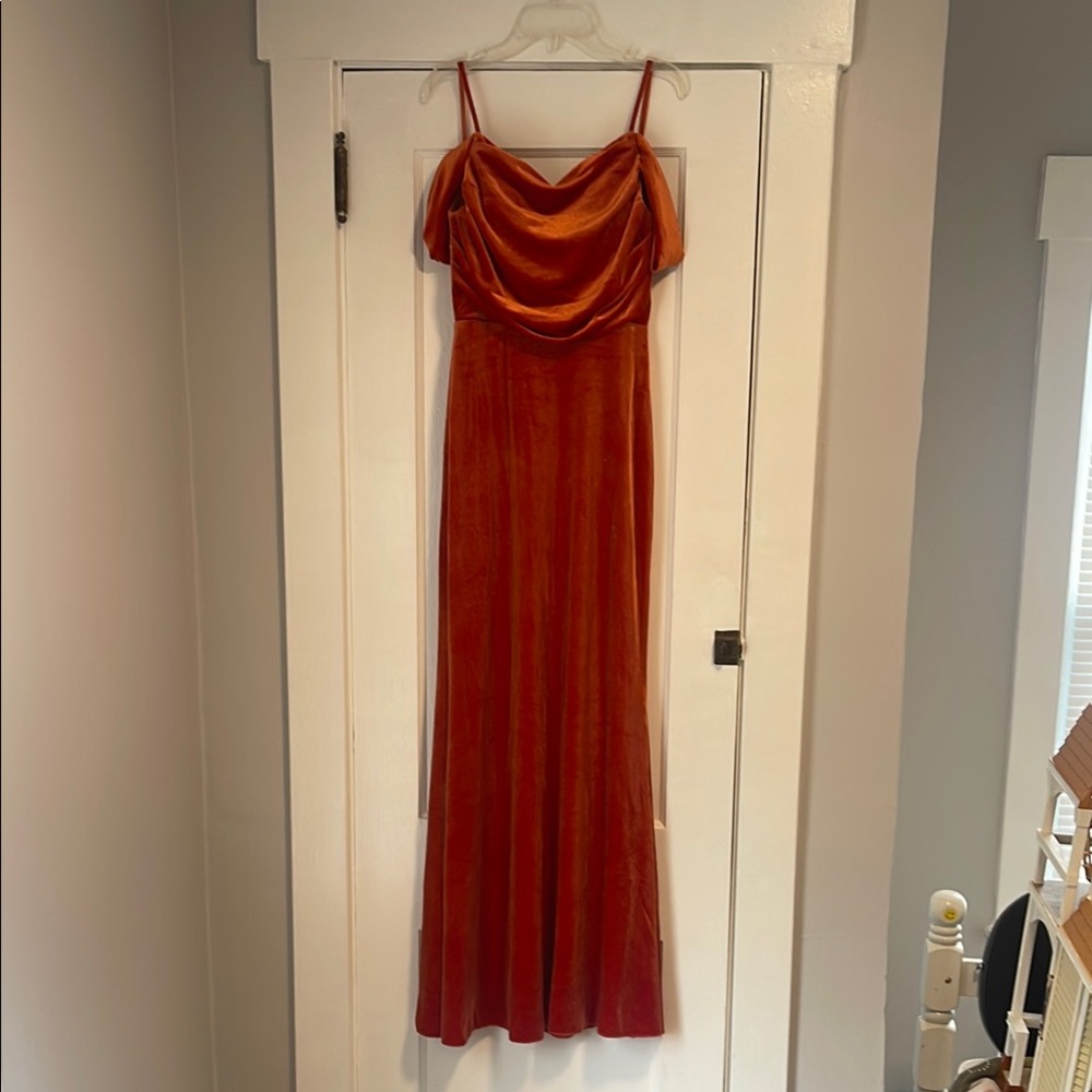 Elegant Orange Velvet Dress